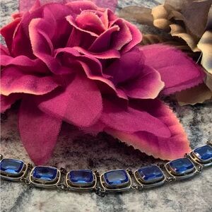 💕Antique 1920’s rare bracelet,  12k gold filled in light sapphire blue.💕